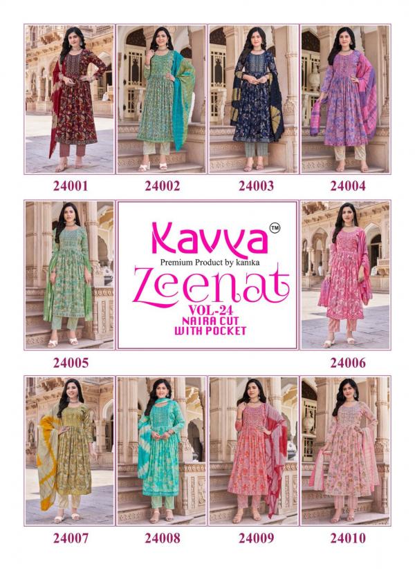 Kavya Zeenat Vol 24 Foil Printed Kurti Bottom With Dupatta